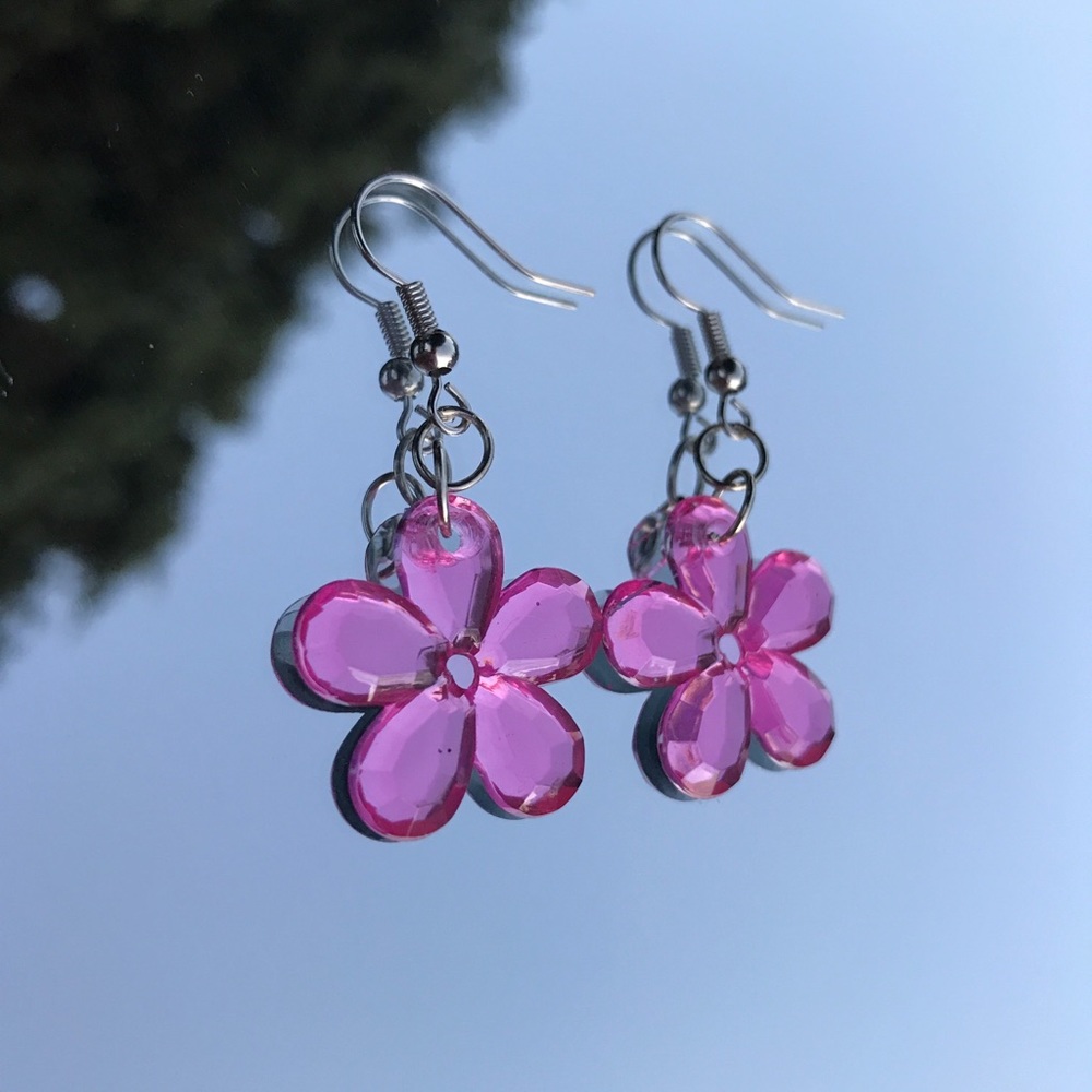 Y2k Pink floral earrings